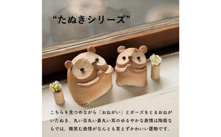 【信楽焼・明山】おねがいたぬき(大)　hc-17