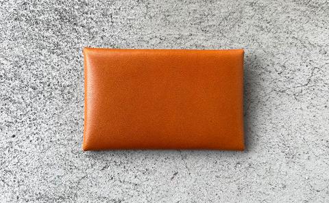 本革 差し込みフラップ名刺入れ・カードケース 栃木レザー　レッド