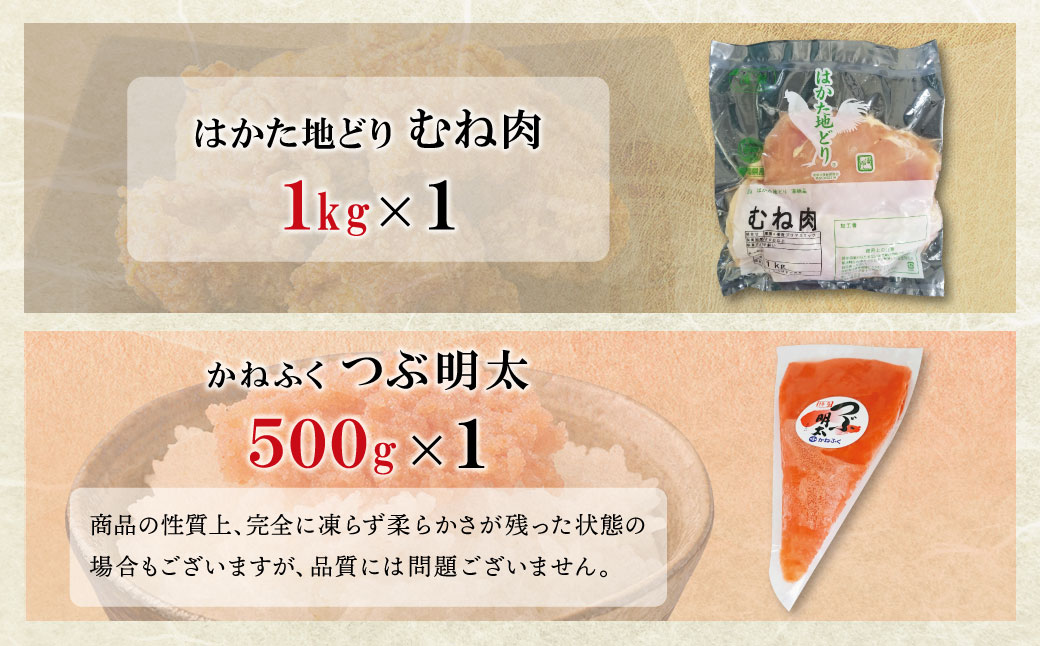 博多地どりむね肉・つぶ明太セット