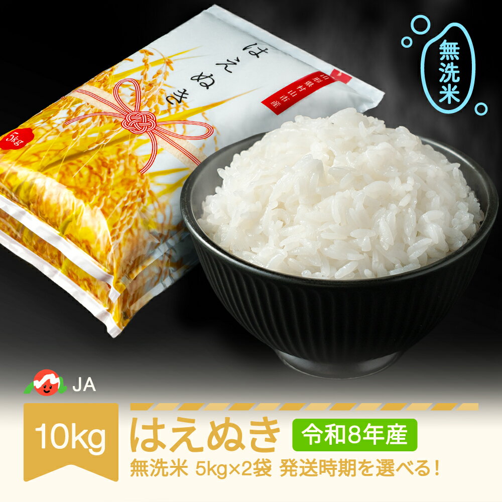 【ふるさと納税】【先行予約】新米 米 10kg 5kg×2 はえぬき 無洗米 令和8年産 2026年産 山形県村山市産 送料無料 ja-hamxb10