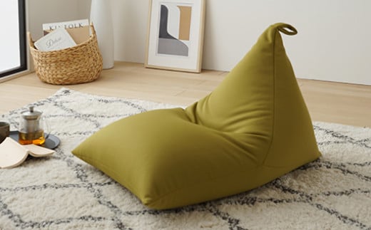 【a035】ビーズクッション　三角（グリーン）【配送不可地域：沖縄県、離島】