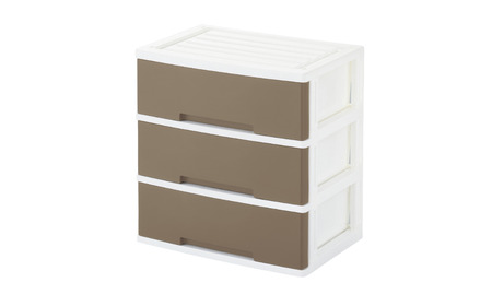 NEWLIFE ワイドチェスト収納3段 モスブラウン 収納ケース 衣装ケース プラスチック 新生活 引っ越し 大容量 引き出し プラスチック 収納棚 おしゃれ 押入れ 押し入れ収納 リビング収納 【0