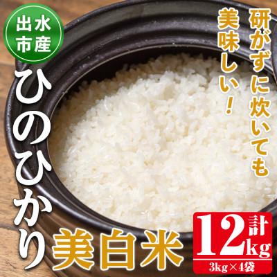 ふるさと納税 出水市 鹿児島県出水市産ひのひかり　美白米12kg_I501