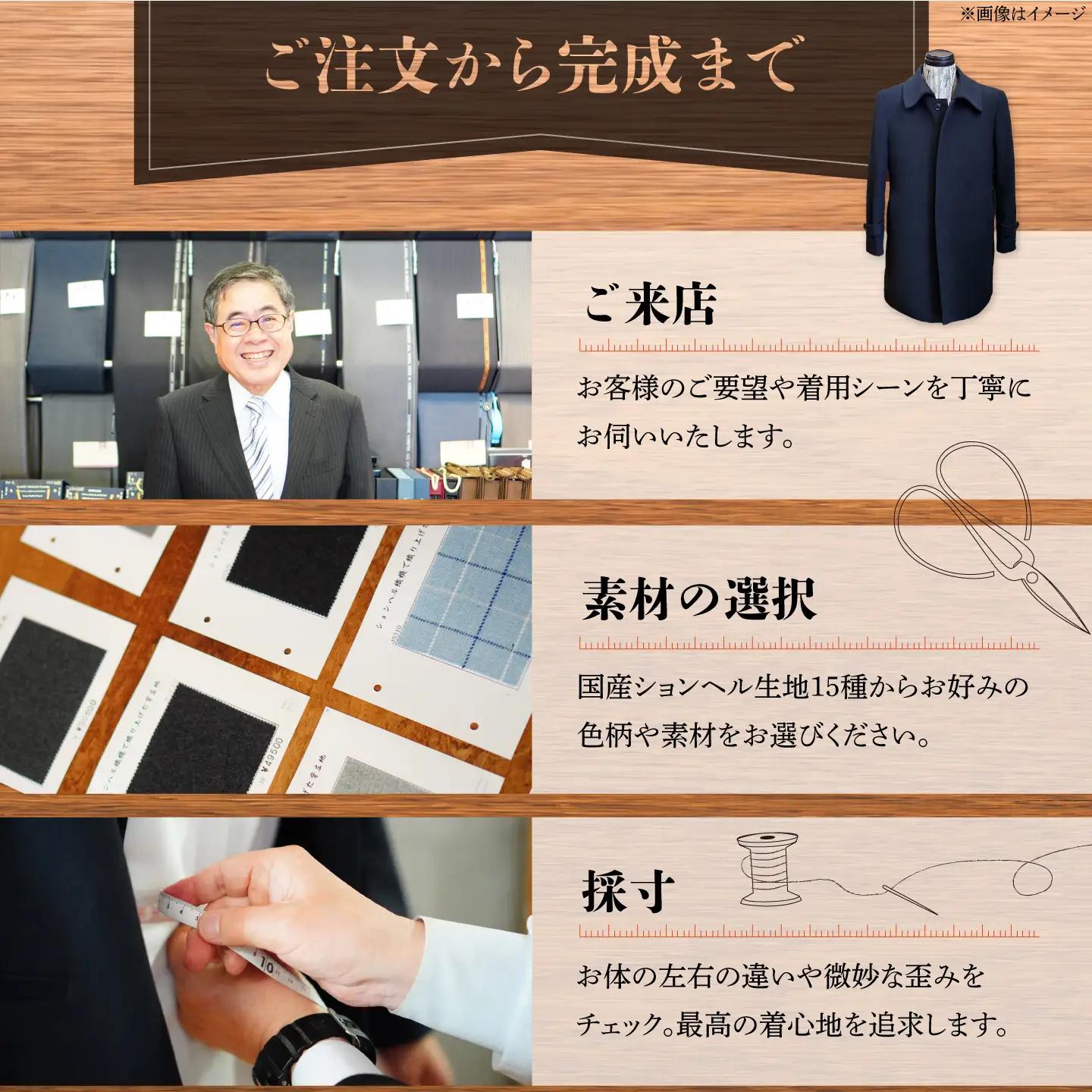 【こだわりのデザインを形に】オーダーコート お仕立て券 1枚 どんなご要望にも応える オーダーコート メンズ レディース オーダーメイド 【たかなし洋服店】 [AKFF012]