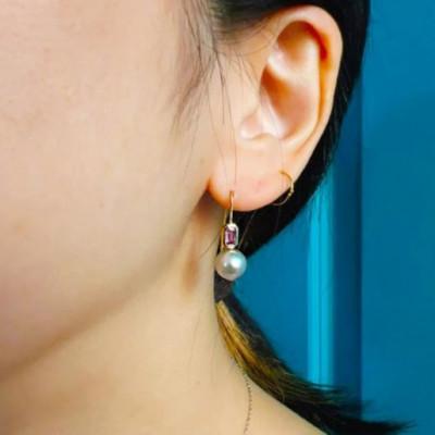 ふるさと納税 座間味村 kerama pearl × pink sapphire hook earring/K18 (両耳) |  | 03