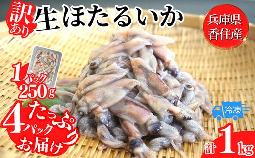 
【訳あり ほたるいか 小分け 250g×4パック 1kg 香住産 冷凍】ご入金確認後、順次発送予定 刺身でも食べられる美味しいホタルイカをぜひ。兵庫県はホタルイカ水揚げ日本一！ ホタルイカ いか 生ほたるいか 便利 兵庫県 香住 日本海 珍味 海鮮 刺し身 生食 しゃぶしゃぶ グルメ ギフト ふるさと納税 8000 8000円 以下 日本海フーズ にしとも かに市場 07-95
