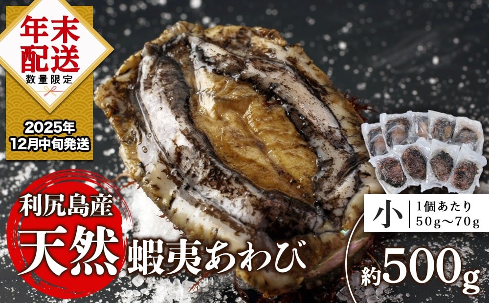 
            【2025年12月中旬発送】利尻島産 天然蝦夷あわび 500g＜小＞（50g～70gサイズ）＜利尻漁業協同組合＞
          