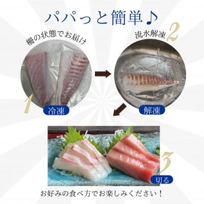 ふるさと納税 松浦市 海鮮丼のたれ付!長崎県産本まぐろ&ハーブ仕立ての真鯛　柵セット2種300g |  | 03