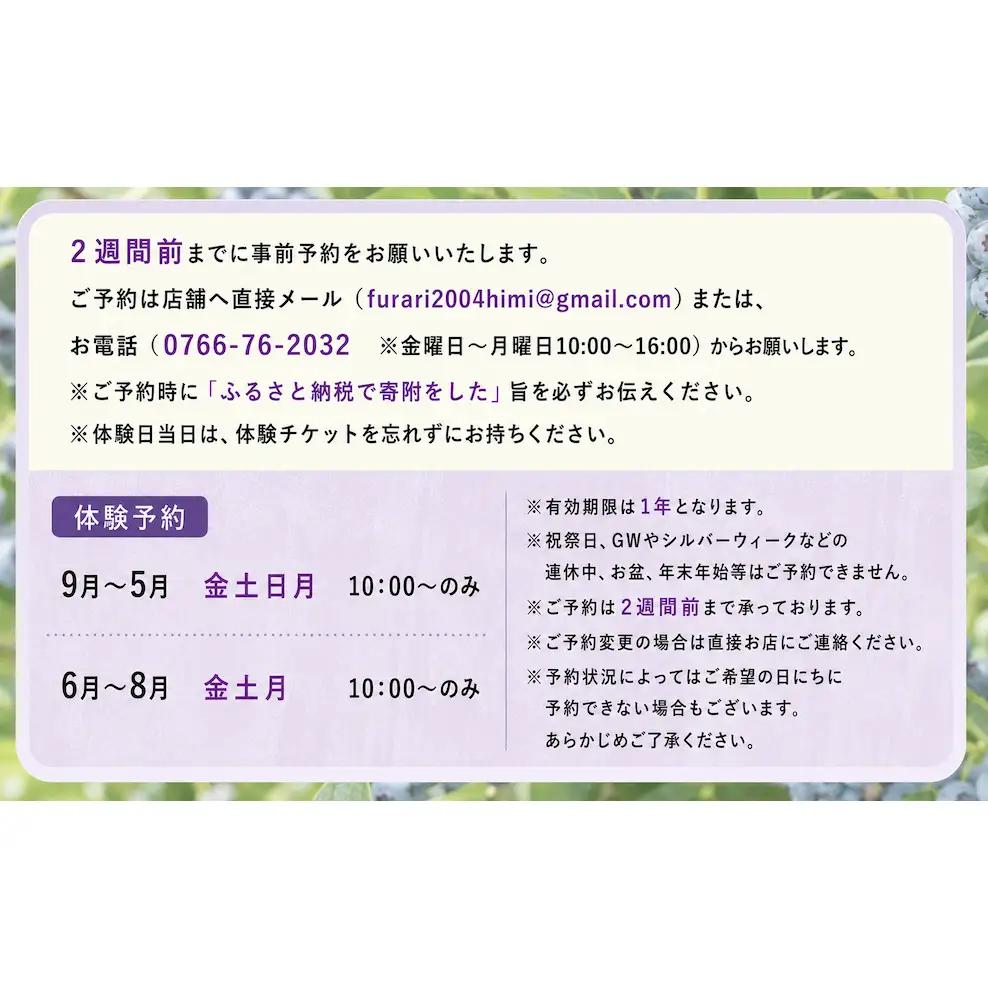 氷見市ブルーベリーのジャム作り体験４名様●ケーキとコーヒー付き