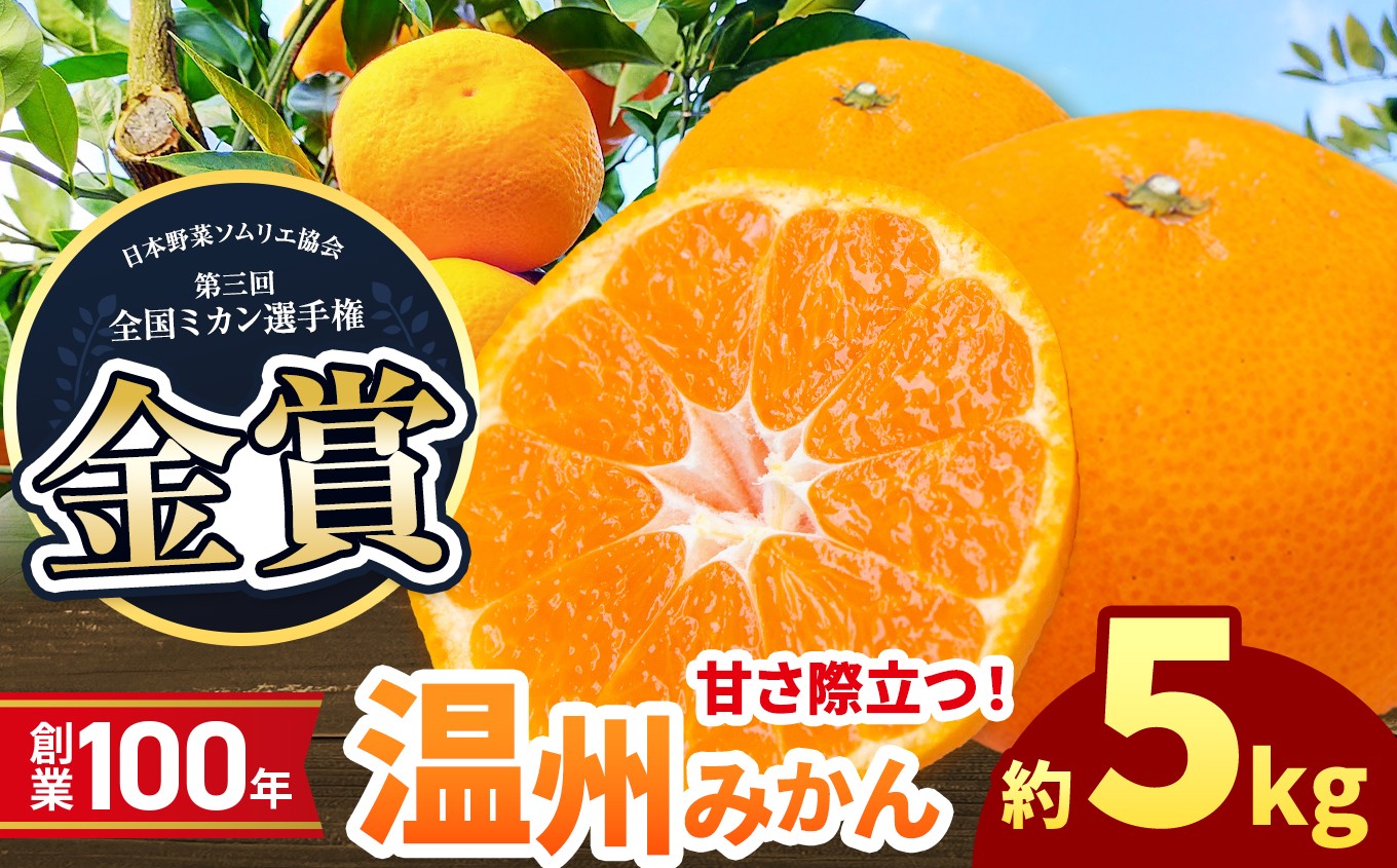 
            【 先行予約 】 創業100年 甘さ際立つ！ 温州みかん （くまもと和水町産） 約 5kg  | 第3回全国ミカン選手権 金賞受賞 熊本県 和水町 くまもと なごみまち みかん 柑橘 柑橘類 ミカン 5.5kg 1箱
          