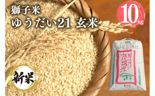 【令和6年産】 獅子米 ゆうだい21 玄米10kg お米 米 おこめ ブランド米 10キロ 国産 単一原料米 コメ こめ ご飯 銘柄米 茨城県産 茨城 産直 産地直送 農家直送 ごはん 家庭用 贈答用 お取り寄せ ギフト 茨城県 石岡市 (G432)