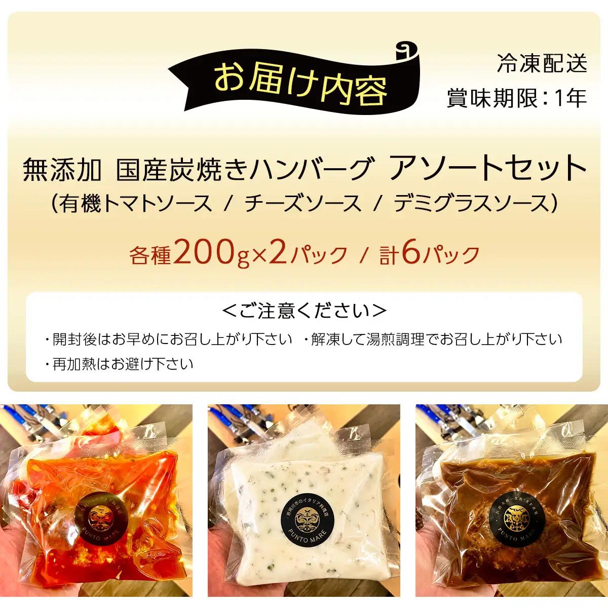 無添加 国産 炭焼き ハンバーグ アソートセット(有機トマトソース、チーズソース、デミグラスソース)
