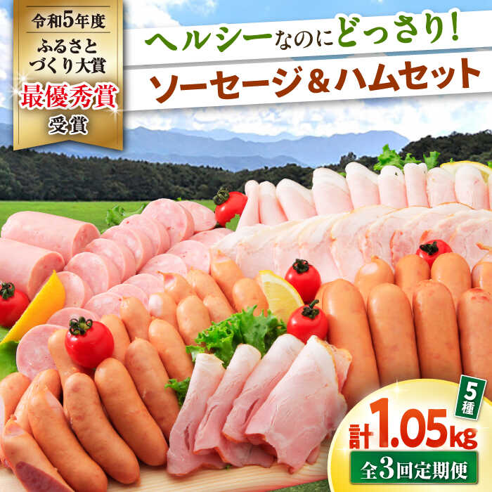 【ふるさと納税】【3回定期便】ナルちゃんファーム ハムセット1.05kg sp / ウインナー ハム 食べ比べ 詰め合わせ / 大村市 / おおむら夢ファームシュシュ[ACAA347]