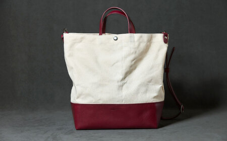 レザー×キャンバス トートバッグ ワイン L / 2WAY レザー トート トートバッグ ショルダー ショルダーバッグ 鞄 かばん マザーズバッグ 通勤 通学 BAG bag バック バッグ 革 ギフ