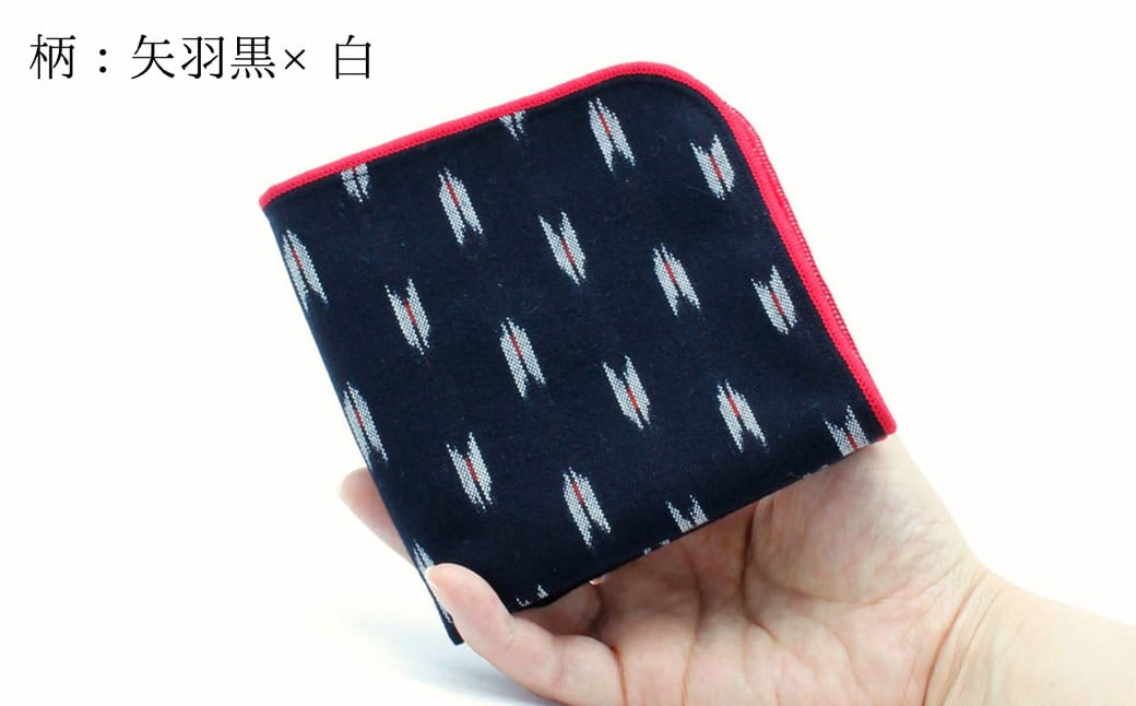 縁起柄ハンカチ／久留米絣とガーゼの組合せ