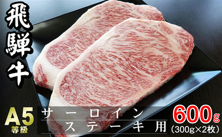 牛肉 飛騨牛 サーロイン ステーキ セット 600g（1枚 約300g×2枚） 黒毛和牛 A5 美味しい お肉 牛 肉 和牛 サーロインステーキ 【岐阜県瑞穂市】