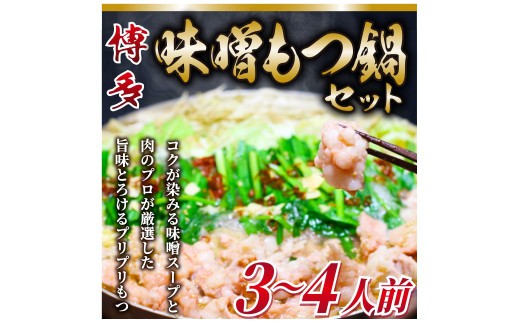 博多味噌もつ鍋 3～4人前セット [a9436] 株式会社Meat Plus ※配送不可：離島【返礼品】添田町 ふるさと納税