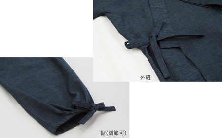 【男性用/日本製】 三河木綿 作務衣 メンズ 上下セット 綿100%_L／ネイビー【G0535】
