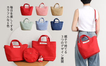 【CARAVELLE】サポーターズバッグ（col.レッド）バケツタイプのバッグ＋取り外しショルダー 幅約38cm 高さ約22.5cm 直径約24.5cm ショルダー約70cm～133cm かばん 下呂