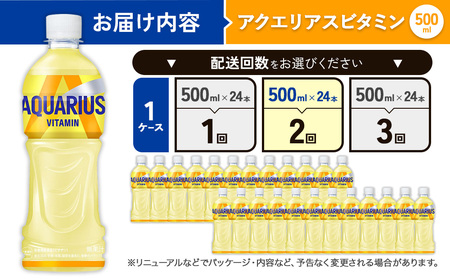 【2回定期便】アクエリアス ビタミン PET 500ml×24本×2回 合計48本 2ヶ月 水分補給 スポーツ飲料 清涼飲料水 常温 AQUARIUS コカコーラ 熱中症対策 送料無料