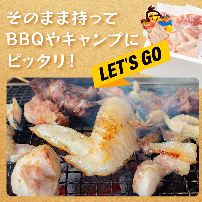 土佐はちきん地鶏 バーベキューセット（2〜3人前） もも肉 むね肉 手羽先 天日塩 BBQ アウトドア 料理 地鶏 モモ肉 ムネ肉 胸肉 鶏肉 とり肉 とりにく 肉 高知県 大川村 F6R-009