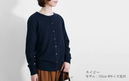 カシミヤクルーネック カーディガン ( ネイビー・L ) レディース