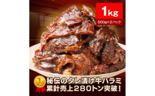 【12月期間限定の特別寄附額】秘伝のタレ漬け牛ハラミ 1kg（500g×2パック）【配送不可：離島】
