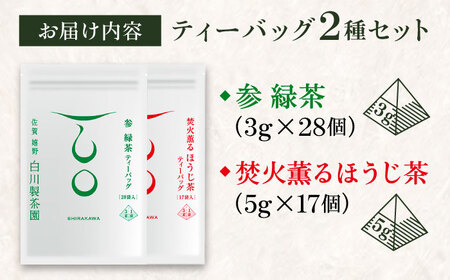 ティーバッグ2種セット 計2袋 / お茶 日本茶 嬉野茶 緑茶 ほうじ茶 / 佐賀県 / 白川製茶園[41AIAB021]