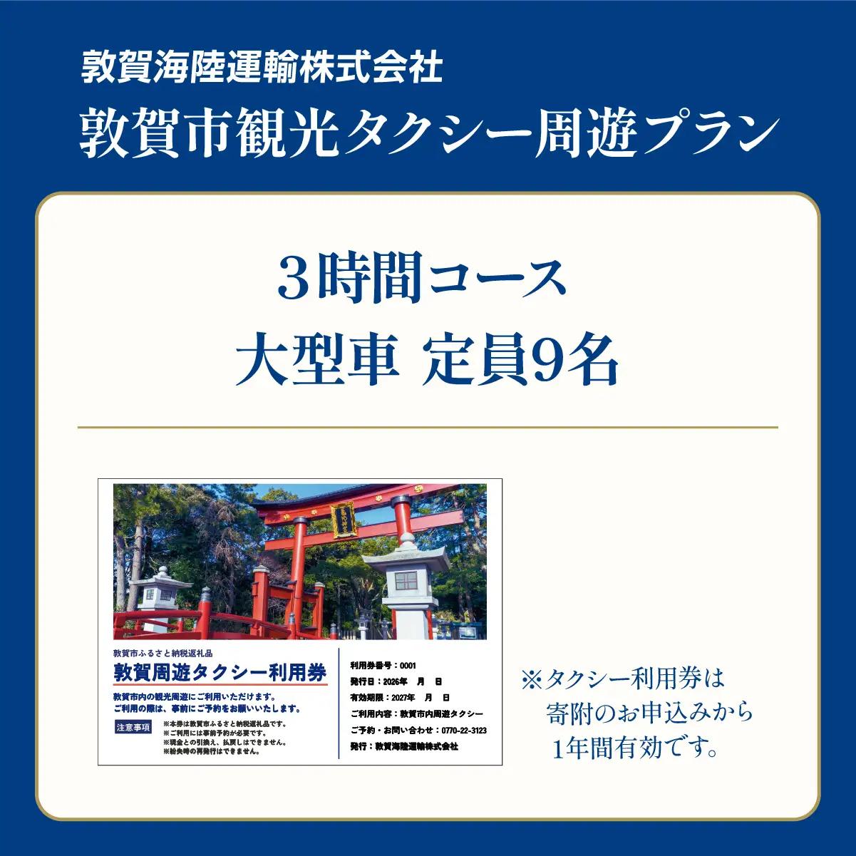 観光タクシー 周遊プラン 3時間 特定大型車 定員9名 [067-a005]