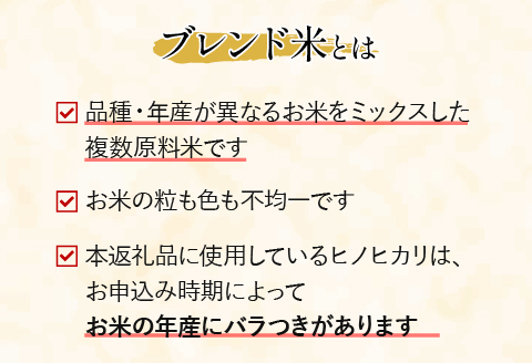 定期便 宮崎産 ヒノヒカリ ブレンド 無洗米 15kg (5kg×3個) ×毎月12回 計180kg