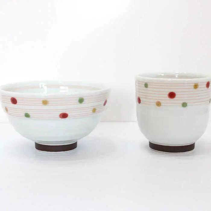 【波佐見焼】色彩水玉（ 茶碗 ・ 湯呑 ）4点セット 食器 皿 【陶芸ゆたか】 [VA93]  波佐見焼
