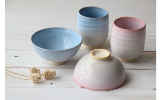 萩焼 つぼみお湯呑＆お茶碗セット