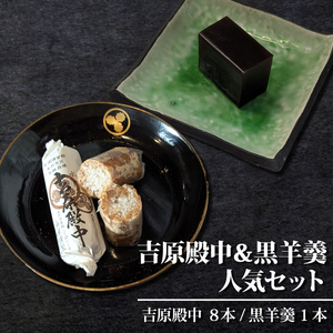 水戸の銘菓 吉原殿中（８本入）と黒羊羹（１本）人気セット【和菓子 きな粉 ギフト 生菓子 和菓子 おやつ スイーツ 和スイーツ 銘菓 水戸市 水戸 茨城県 】（JU-12）