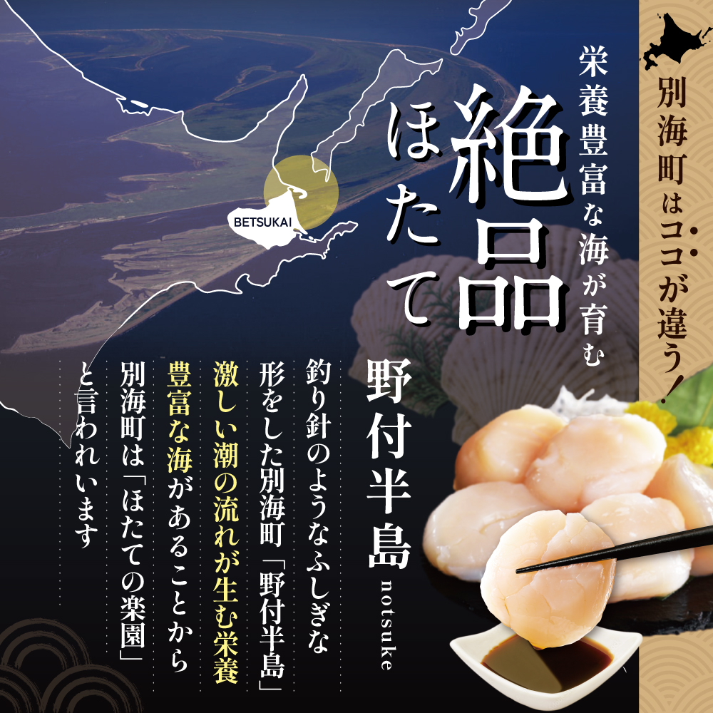 北海道野付産 特大ほたて 500ｇ 個包装（10〜13⽟前後）（Lサイズ）【KN0000025】_イメージ3