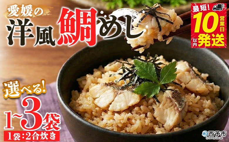 
                  ＜愛媛の洋風鯛めしセット＞『最短10営業日以内に順次発送予定』鯛 真鯛 まだい マダイ 天然真鯛 郷土料理 丼 魚介 海の幸 海鮮 炊き込みご飯 洋風 バター 出汁たれ 切り身 切身 国産 2合炊き お取り寄せ グルメ YNコーポレーション 愛媛県 西予市【冷凍】
                