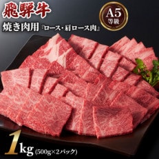 [A5等級]飛騨牛焼き肉用1kg(500g×2パック)ロース・肩ロース肉