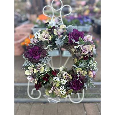 ふるさと納税 藤枝市 葉牡丹ハンギングリース寄せ植え