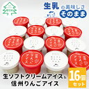 【ふるさと納税】生ソフトクリームアイス＆信州りんごアイス 16個入り 80ml 100ml 生乳 牛乳 ミルク スイーツ アイスクリーム 信州 搾りたて アイス りんご りんごアイス アップル りんごミルク りんごスイーツ 10000円 1万円