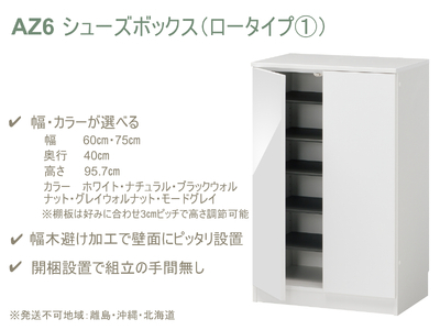 AZ6　国産シューズボックス（ロータイプ①）※開梱設置　【 シューズボックス 靴箱 オーダー サイズオーダー セミオーダー 国産 日本製 家具 収納家具 完成品 】