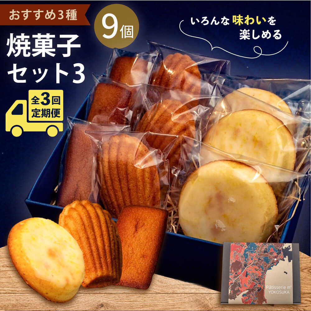 【ふるさと納税】【全3回定期便】焼菓子セット3（フィナンシェ 3個 マドレーヌ3個 ウィークエンド3個）焼き菓子 焼菓子 詰め合わせ 詰合せ ギフト 贈り物 定期便【パティスリーエムニジョウ】[AKEW011]