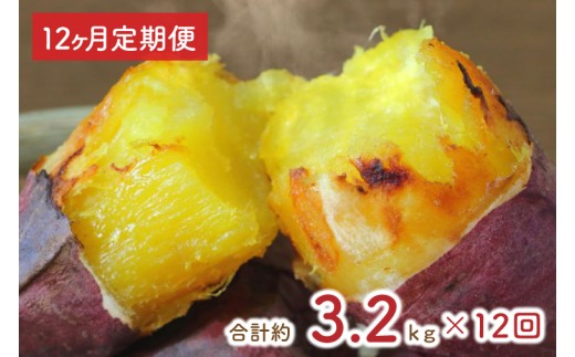 【12ヶ月定期便】★訳あり★紅はるか冷凍焼き芋約3kg＋おまかせ品種さつまいも　合計約3.2kg（EY-31）