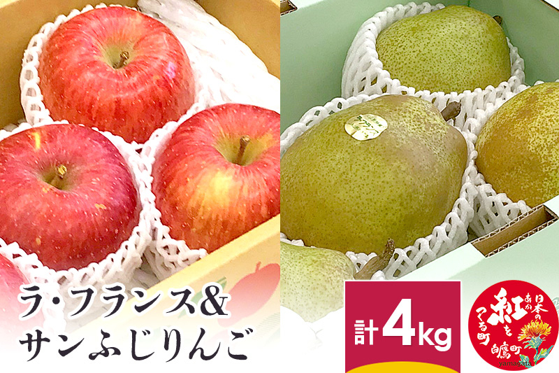 
ラ・フランス＆サンふじりんご 計4kg 旬の果実詰合せ 山形県産 フルーツ 果物 【2024年11月下旬～12月上旬に順次発送予定】
