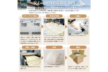 【冬用】高級 軽量 羽毛布団 ダブル 100×140番手 サテン グランミュゼ ( 無地 アイボリー )