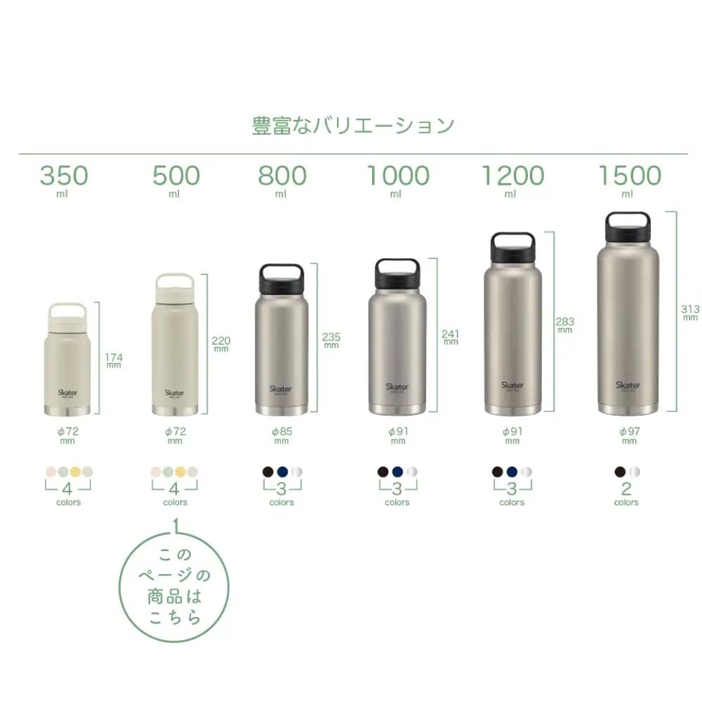 【スクリューハンドル付きマグボトル】500ml 保温保冷 くすみグリーン スケーター株式会社 8-014
