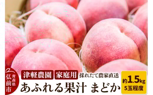 もも【2025年産 あふれる果汁 まどか】家庭用 約1.5kg 5玉程度 ASIAGAP認証農場 津軽農園 採れたて 農家直送