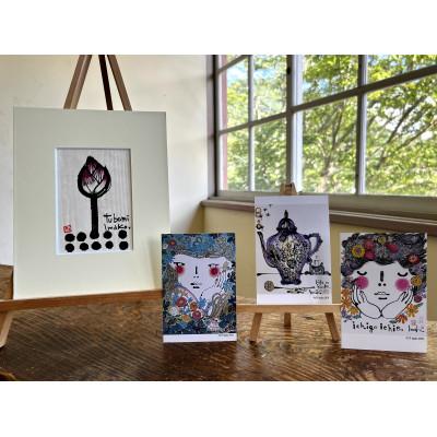 ふるさと納税 養父市 【今子 imako】「つぼみ」をモチーフにした絵画(葉書サイズ原画)とポストカードセット