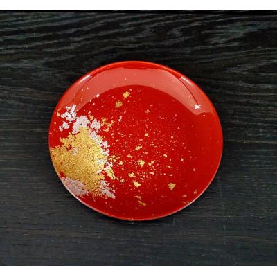 ふるさと納税 海南市 フラットプレート小皿　古代塗り金箔本朱