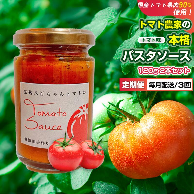 【ふるさと納税】【定期便・全3回】トマト農家の本格パスタソース トマト味 120g 2本セット × 3回｜国産 姫路市産 完熟八百ちゃんトマト 万能調味料