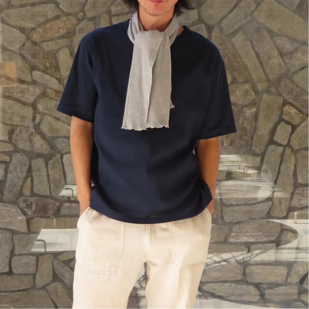 【和心衣・ワゴロモ】ビワコットン生地を使用したサラッと快適Ｔシャツ ＜カラー：ネイビー＞【サイズ：M】