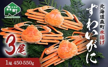 【12/27~12/31にお届け】ずわいがに（450g～550g） 3尾入り 北海道森町水揚げ かに カニ 蟹 ガニ がに 森町 ふるさと納税 北海道 ずわいかに ズワイガニ mr1-1102
